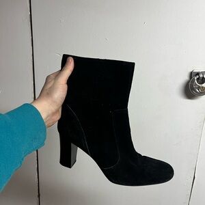 Black Suede Women's Ankle Boot with Block Heel